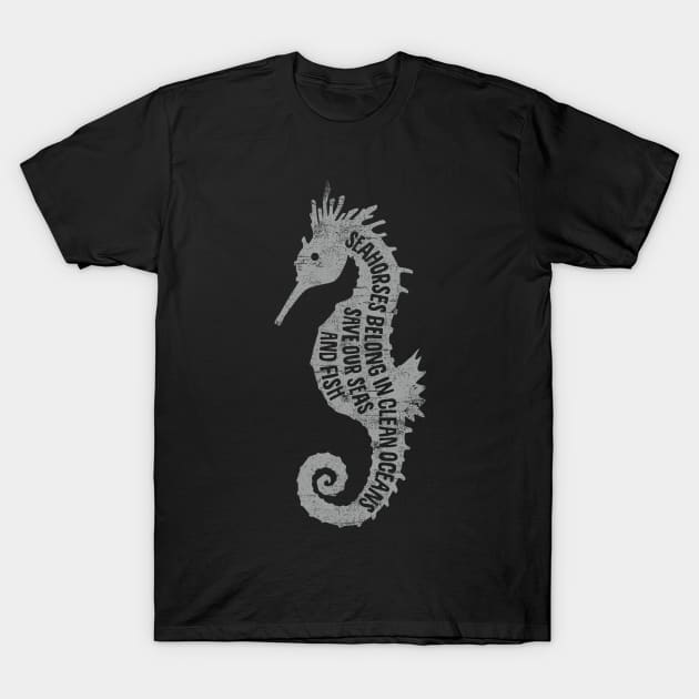 Cute seahorse, save the oceans and seas, eco environmental design T-Shirt by Keleonie